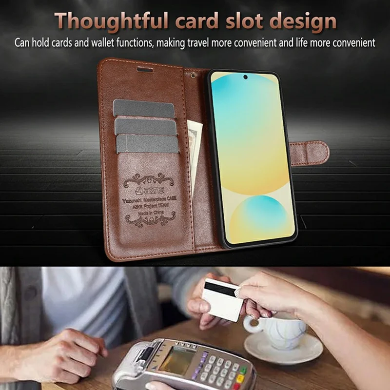 AZNS For Xiaomi 17 Ultra 5G Case Anti-Scratch PU Leather Stand Wallet Phone Cover - Brown