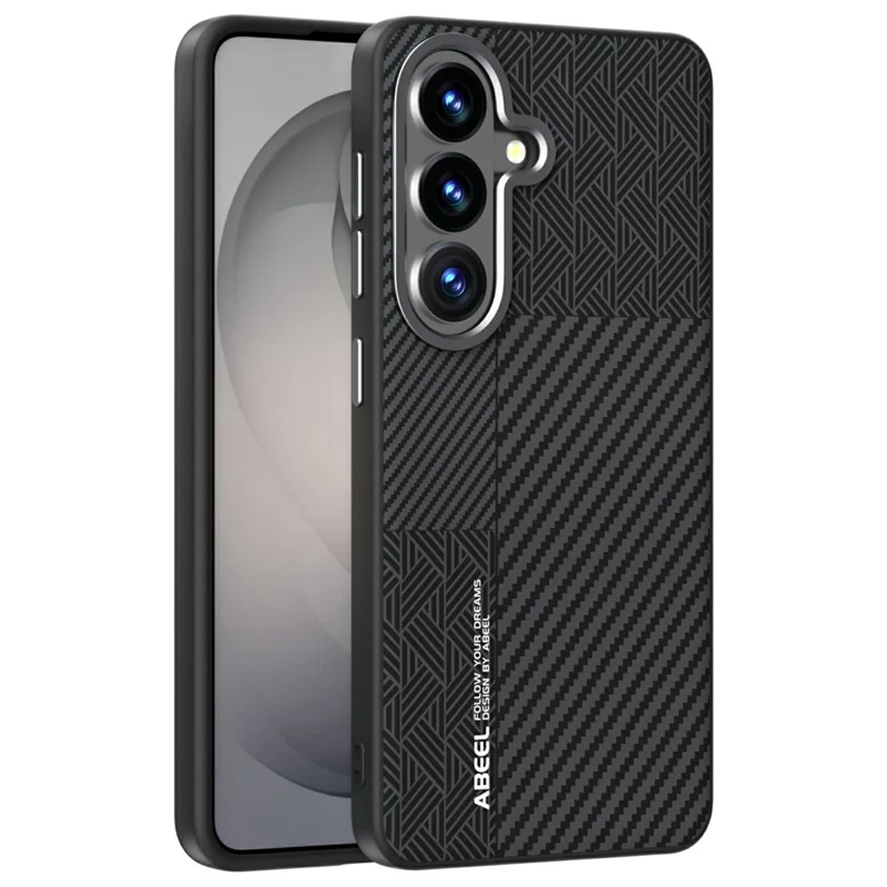 ABEEL For Samsung Galaxy S26 Magnetic Case PC + TPU + Aluminum Alloy + PU Leather Slim Phone Back Cover - Texture 3