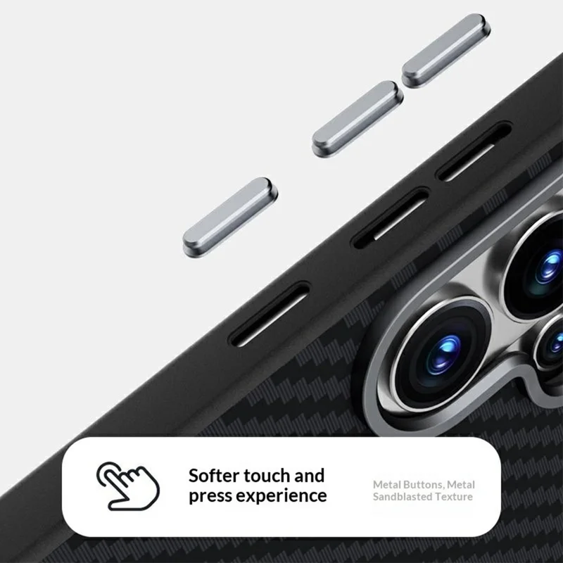 ABEEL Für Samsung Galaxy S26+ Magnetische Hülle mit Carbon-Faser-Optik Handy-Rückseite - Schwarz