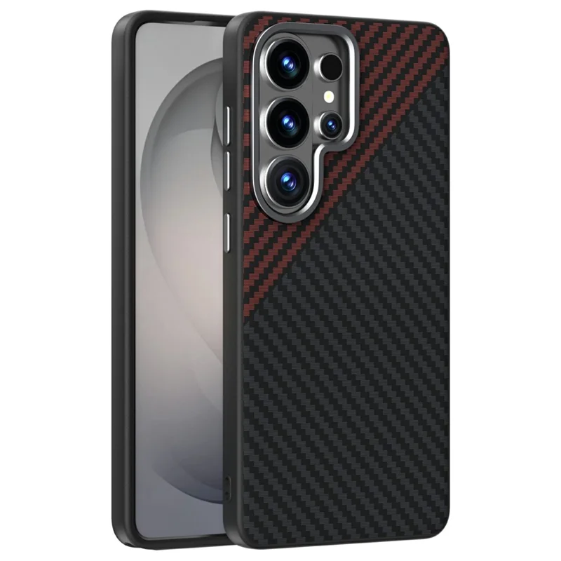 ABEEL For Samsung Galaxy S26 Ultra Magnetic Case Carbon Fiber Texture Phone Back Cover - Black  /  Red