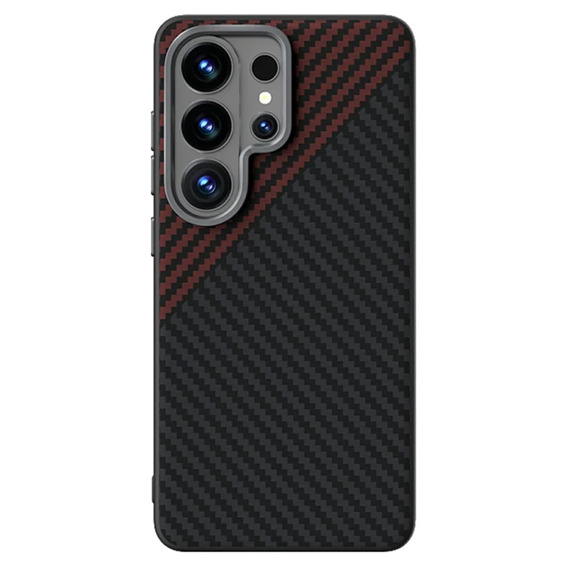 ABEEL For Samsung Galaxy S26 Ultra Magnetic Case Carbon Fiber Texture Phone Back Cover - Black  /  Red