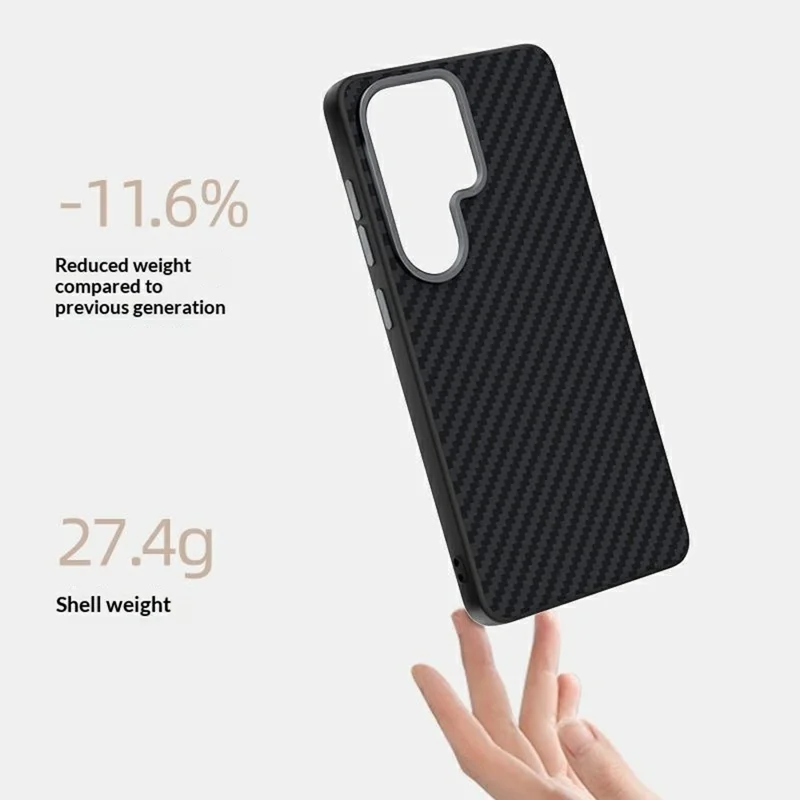 ABEEL For Samsung Galaxy S26 Ultra Magnetic Case Carbon Fiber Texture Phone Back Cover - Black  /  Red