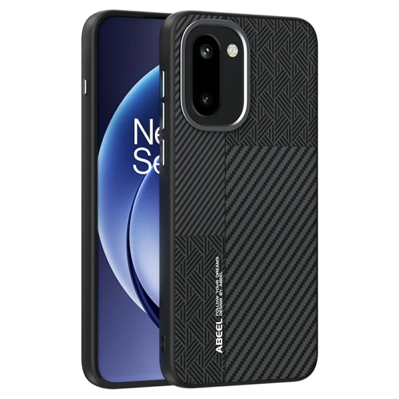 ABEEL For OnePlus 15R 5G Magnetic Case PC + TPU + Aluminum Alloy + PU Leather Slim Phone Back Cover - Texture 3