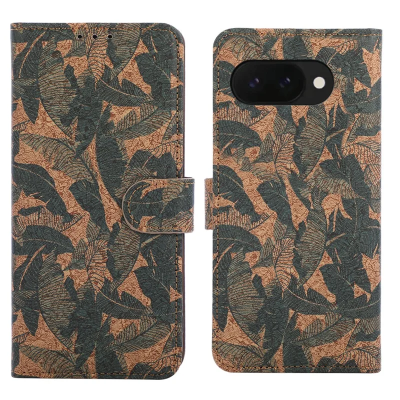 Für Google Pixel 9a Ledertasche im Boho-Stil aus TPU+PU mit Ständer – Herbstlaub