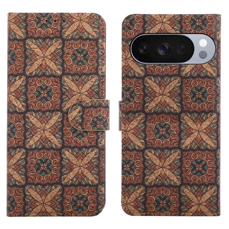 Leather Wallet Case For Google Pixel 10  /  Pixel 10 Pro Bohemian-style TPU PU Phone Cover with Stand - Hearts