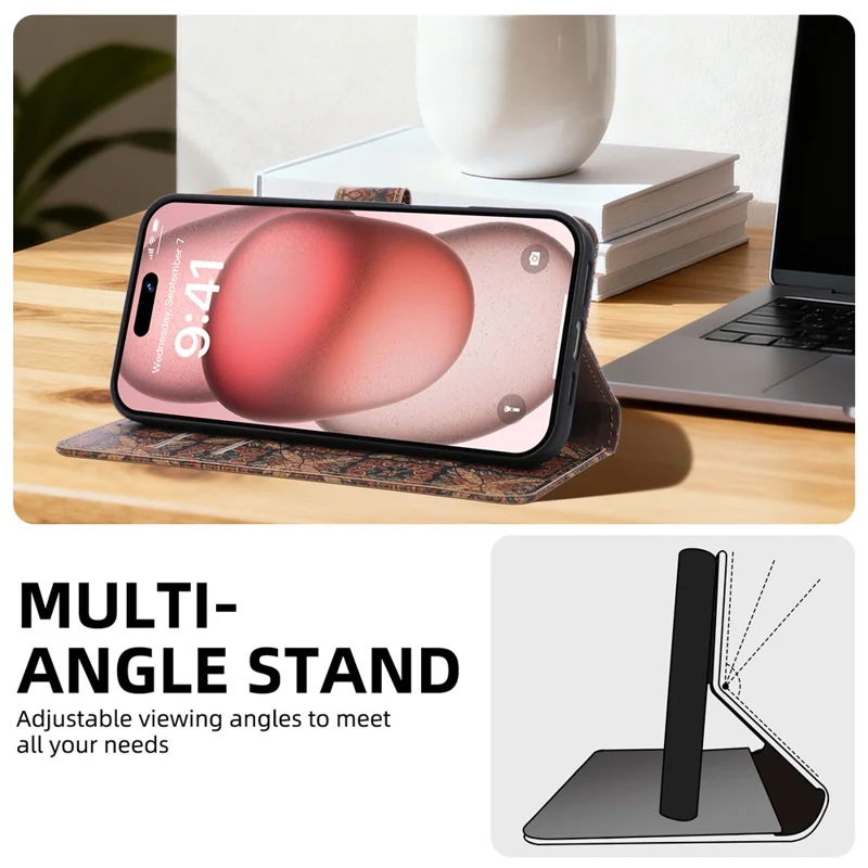 Leather Wallet Case For Google Pixel 10  /  Pixel 10 Pro Bohemian-style TPU PU Phone Cover with Stand - Hearts