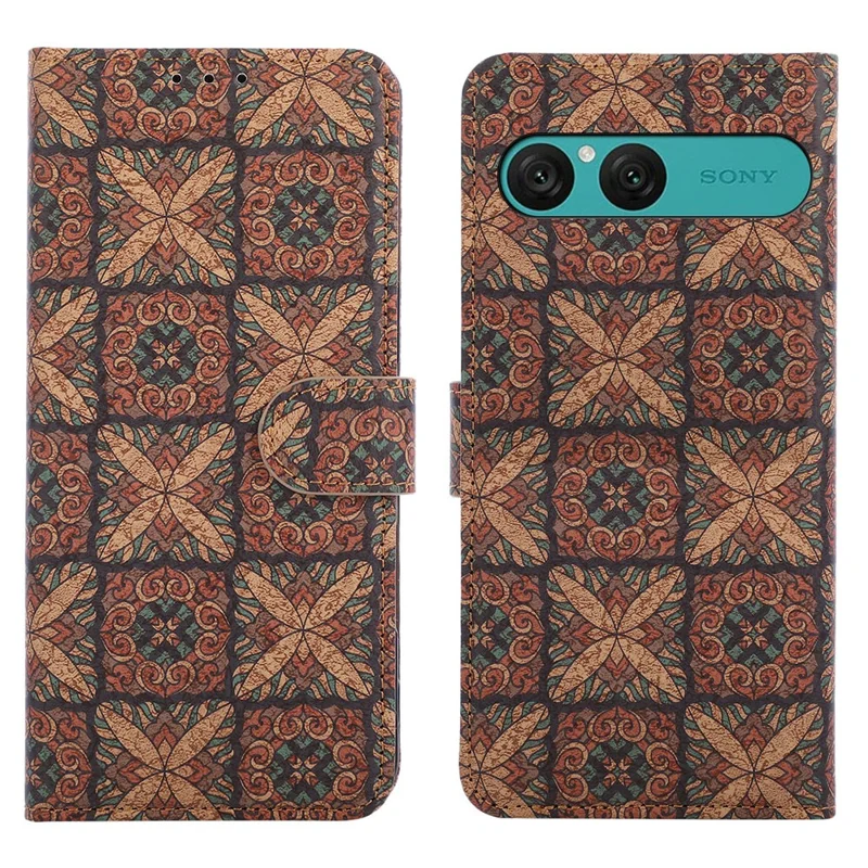 For Sony Xperia 10 VII Leather Wallet Case Bohemian-style TPU PU Phone Cover with Stand - Hearts
