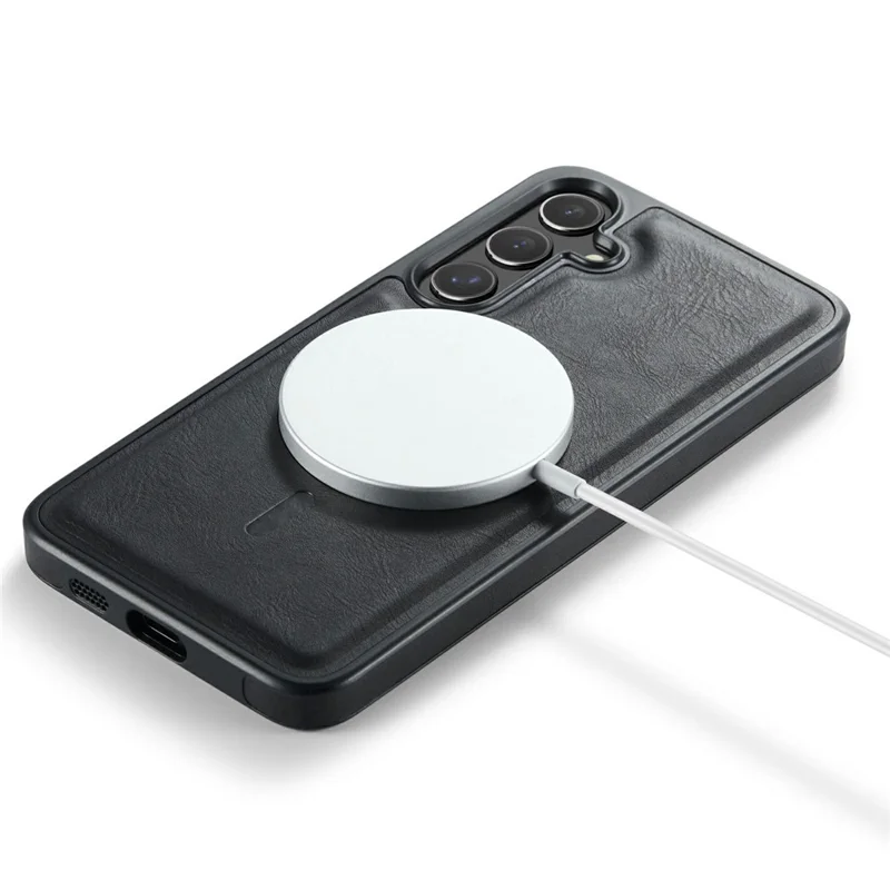 MAGKING K1 Series For Samsung Galaxy S24 FE Magnetic Case PC + TPU + PU Leather Phone Cover - Black