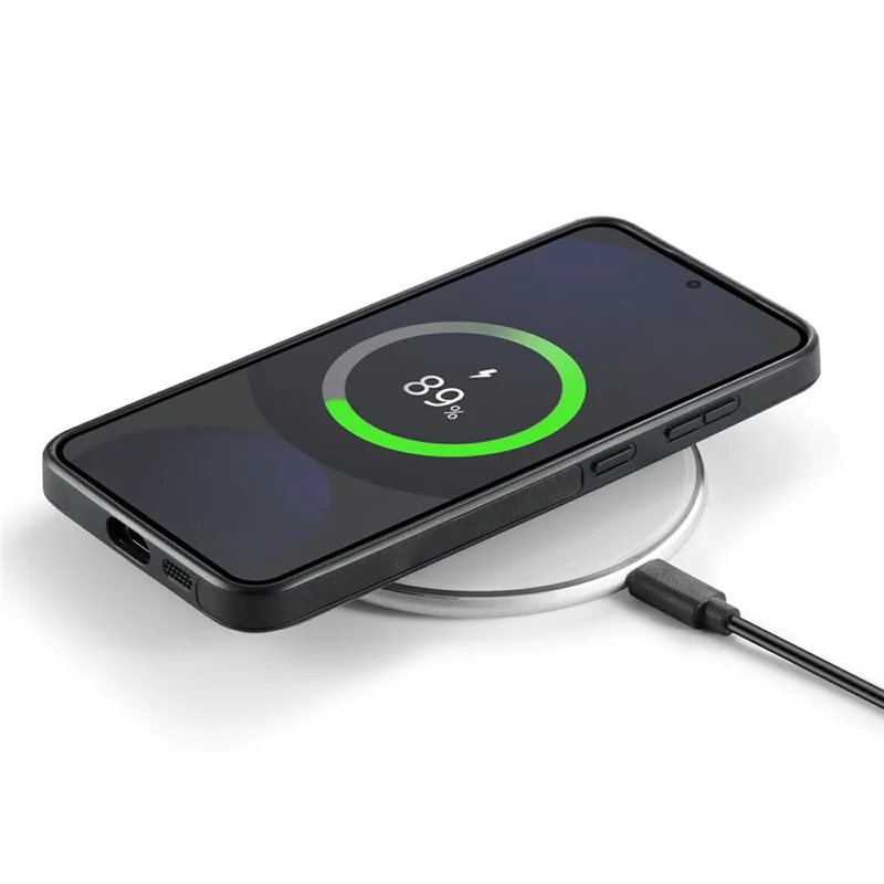 MAGKING K1 Series For Samsung Galaxy S24 FE Magnetic Case PC + TPU + PU Leather Phone Cover - Black