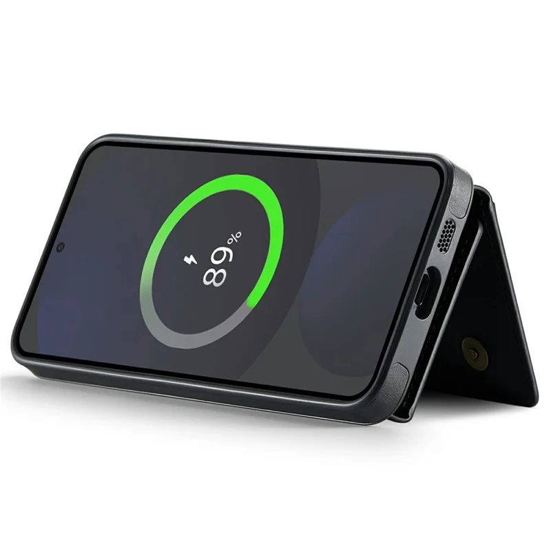 MAGKING K2-serie voor Samsung Galaxy S24 FE magnetische hoes PC + TPU + PU telefoonhoes met RFID-blokkerende portemonnee - Zwart