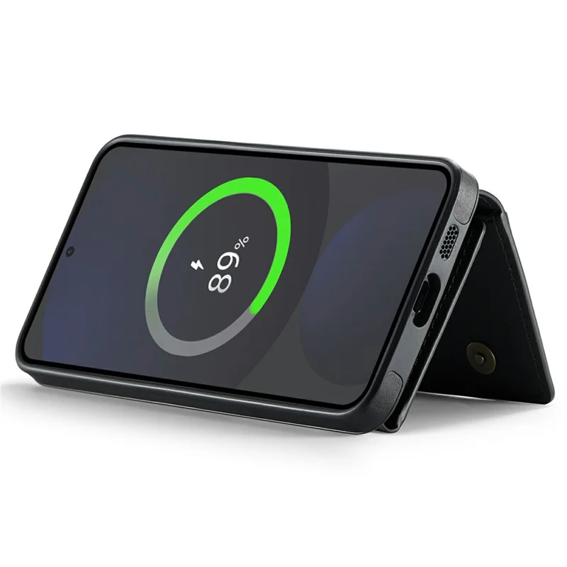 MAGKING K4 Series For Samsung Galaxy S24 FE Magnetic Case Detachable Wallet PU TPU PC Phone Cover - Black