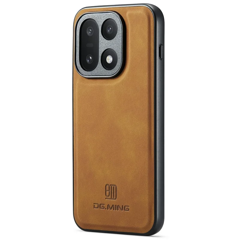 DG.MING Capa para OnePlus 15 5G Capa Híbrida de Telemóvel em PC + TPU com Revestimento em Pele PU - Castanho