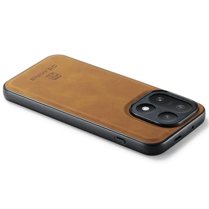 DG.MING Capa para OnePlus 15 5G Capa Híbrida de Telemóvel em PC + TPU com Revestimento em Pele PU - Castanho