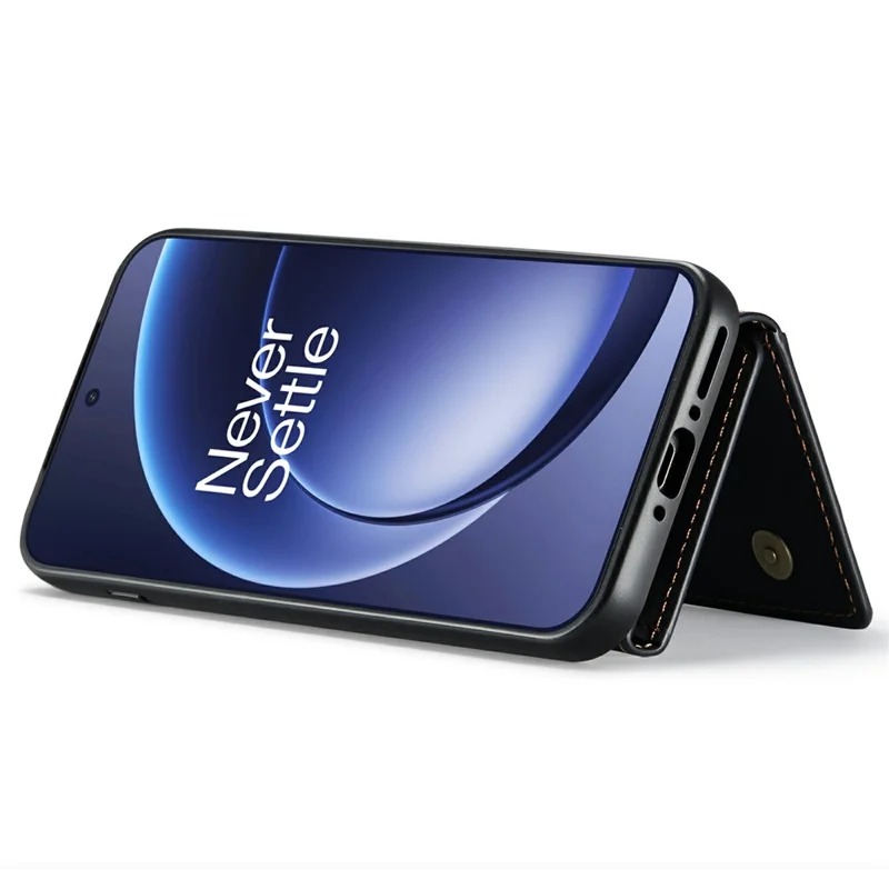 DG.MING M2 Series for OnePlus 15 5G PU Leather Tri-Fold Multiple Card Slots Holder Pocket Purse - Black