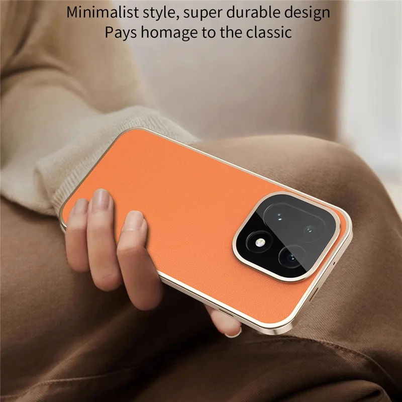 For OnePlus 15 5G Case Magnetic Frame Front Tempered Glass Leather PC Back Phone Cover - Orange