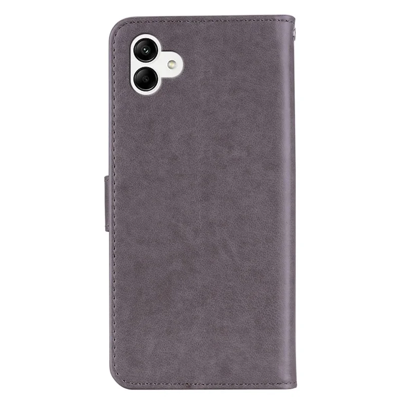 PU Leather Cell Phone Cover For Samsung Galaxy A04 4G (164.4 x 76.3 x 9.1 mm), Imprinted Owl Flower Pattern Wallet Stand Smartphone Case - Grey