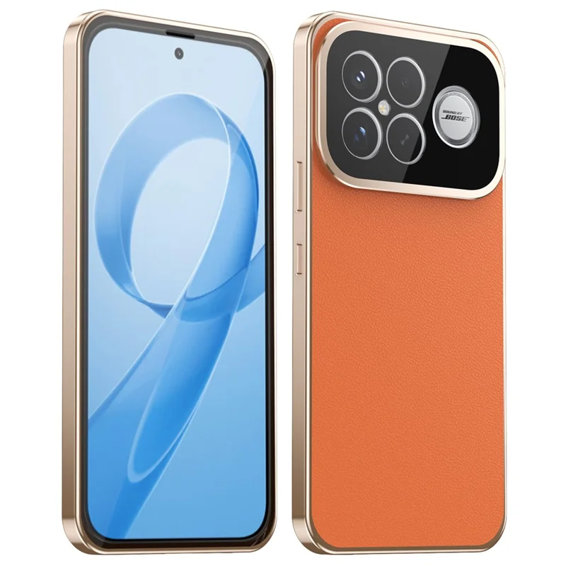 Cover per Xiaomi Poco F8 Ultra / Redmi K90 Pro Max 5G con Telaio Magnetico, Vetro Temperato Frontale, Schiena in Pelle Vegana e PC - Arancione