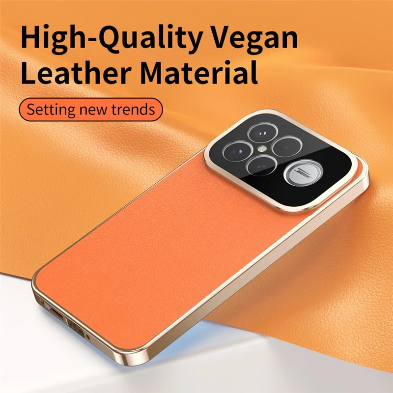 Cover per Xiaomi Poco F8 Ultra / Redmi K90 Pro Max 5G con Telaio Magnetico, Vetro Temperato Frontale, Schiena in Pelle Vegana e PC - Arancione