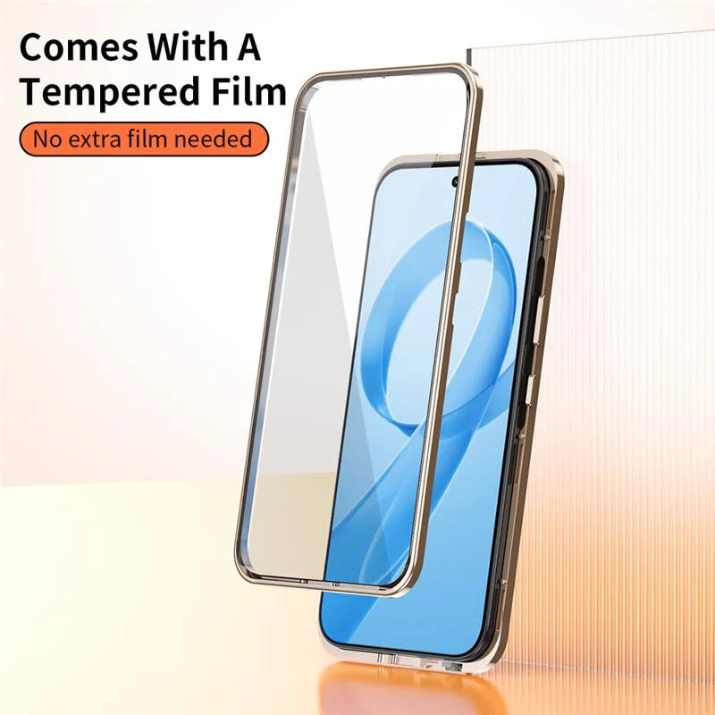 Cover per Xiaomi Poco F8 Ultra / Redmi K90 Pro Max 5G con Telaio Magnetico, Vetro Temperato Frontale, Schiena in Pelle Vegana e PC - Arancione