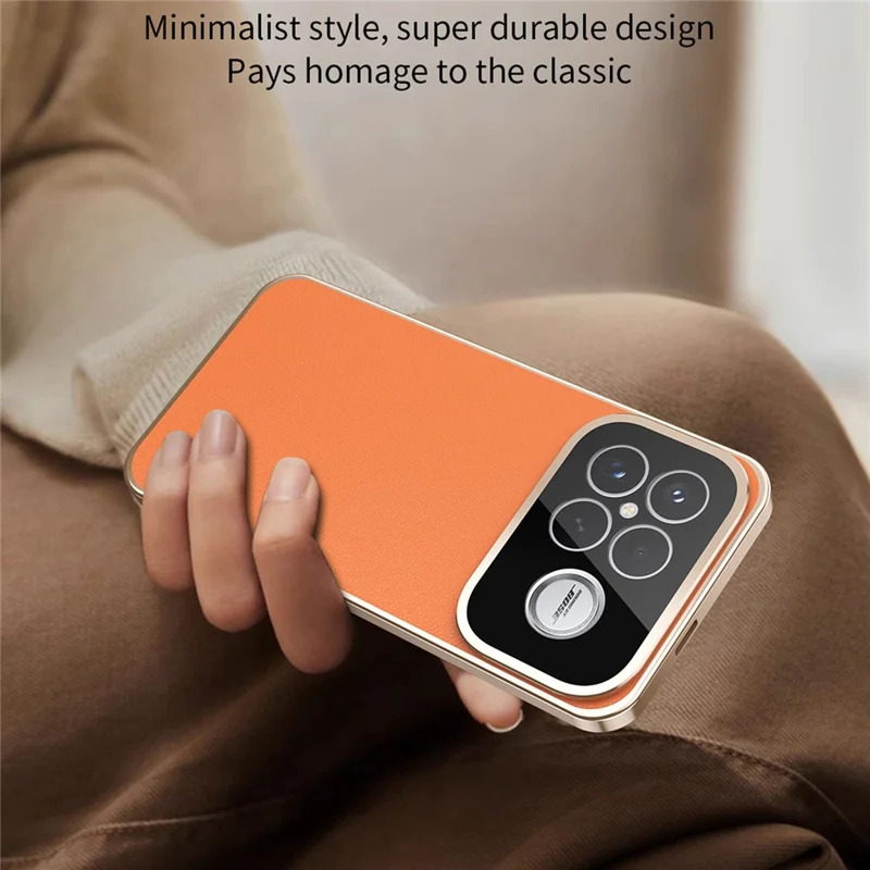 Cover per Xiaomi Poco F8 Ultra / Redmi K90 Pro Max 5G con Telaio Magnetico, Vetro Temperato Frontale, Schiena in Pelle Vegana e PC - Arancione