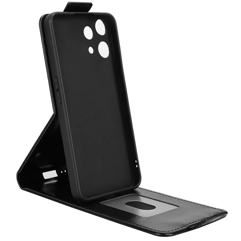 For Nothing Phone (3a) Lite 5G Stand Case Magnetic Clasp Vertical Flip Leather Phone Cover with Card Holder - Black