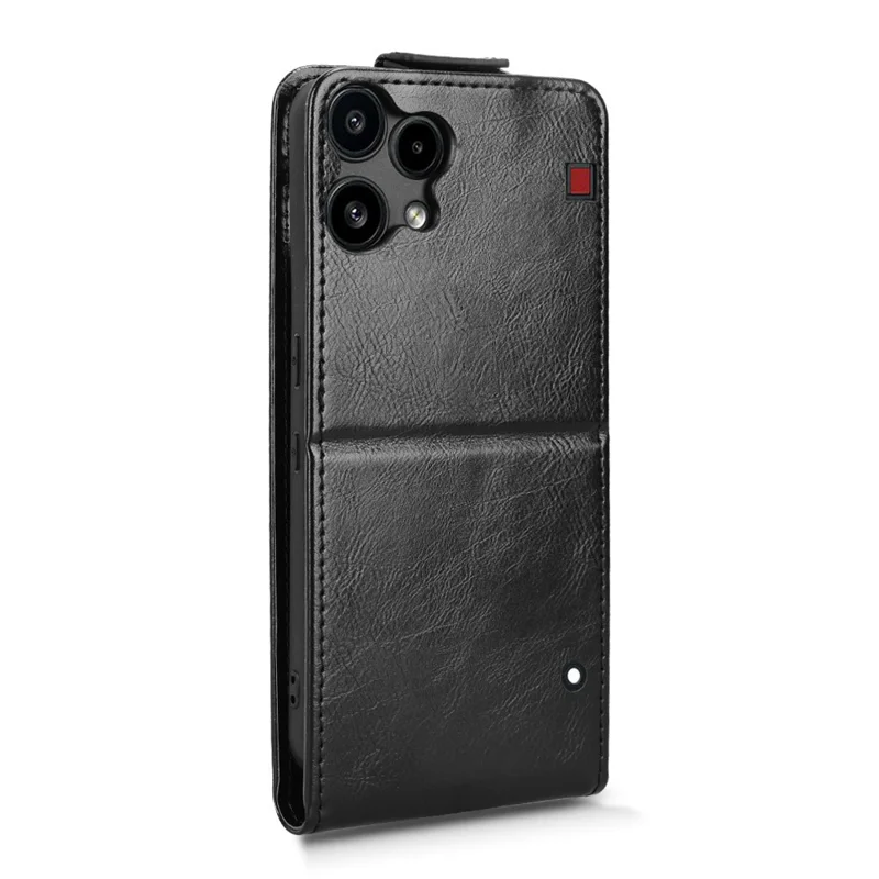 For Nothing Phone (3a) Lite 5G Stand Case Magnetic Clasp Vertical Flip Leather Phone Cover with Card Holder - Black