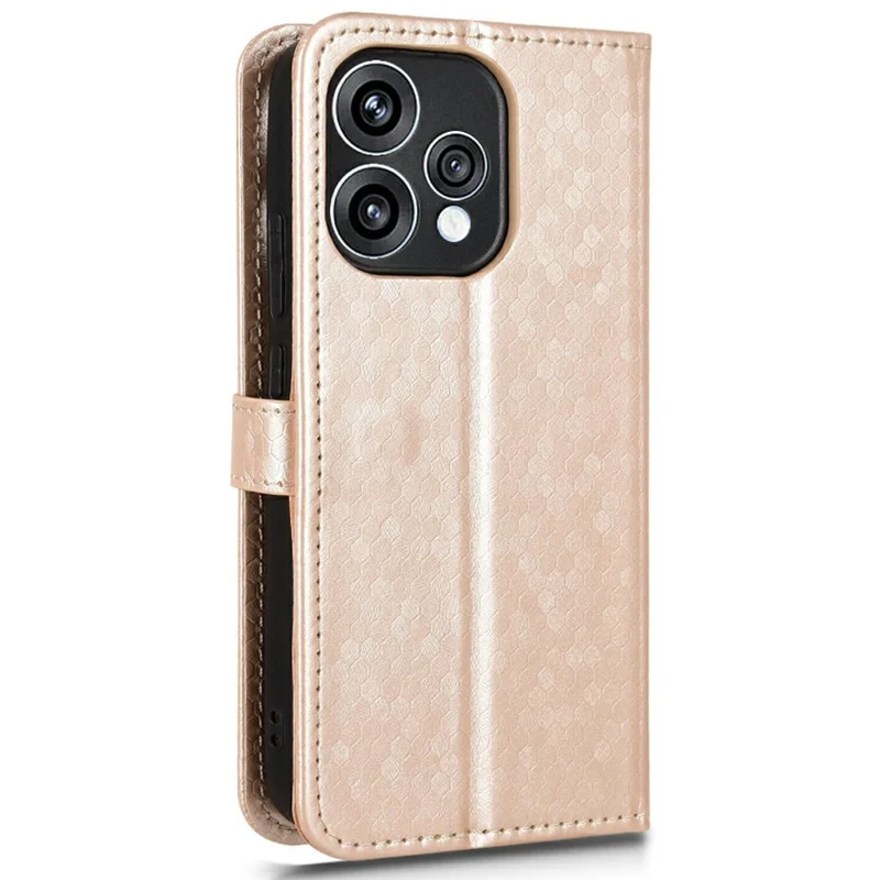 For Oppo Reno15 5G (Global)  /  Reno15c 5G (China) Wallet Case Dot Pattern Imprint PU Leather Phone Cover with Wrist Strap - Rose Gold