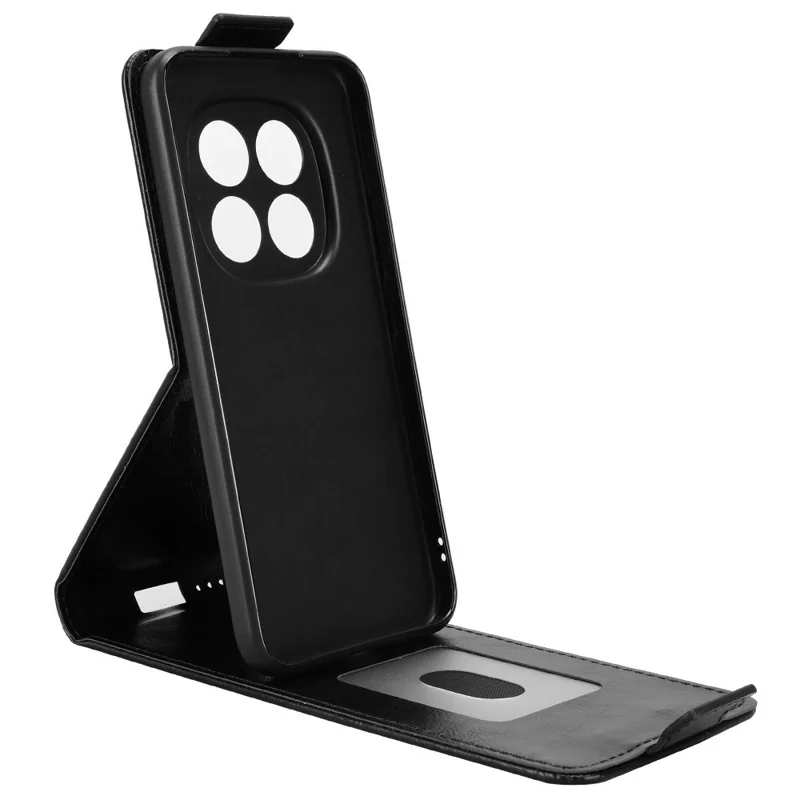 For Xiaomi Redmi Note 15 4G (Global) Stand Case Magnetic Clasp Vertical Flip Leather Phone Cover with Card Holder - Black
