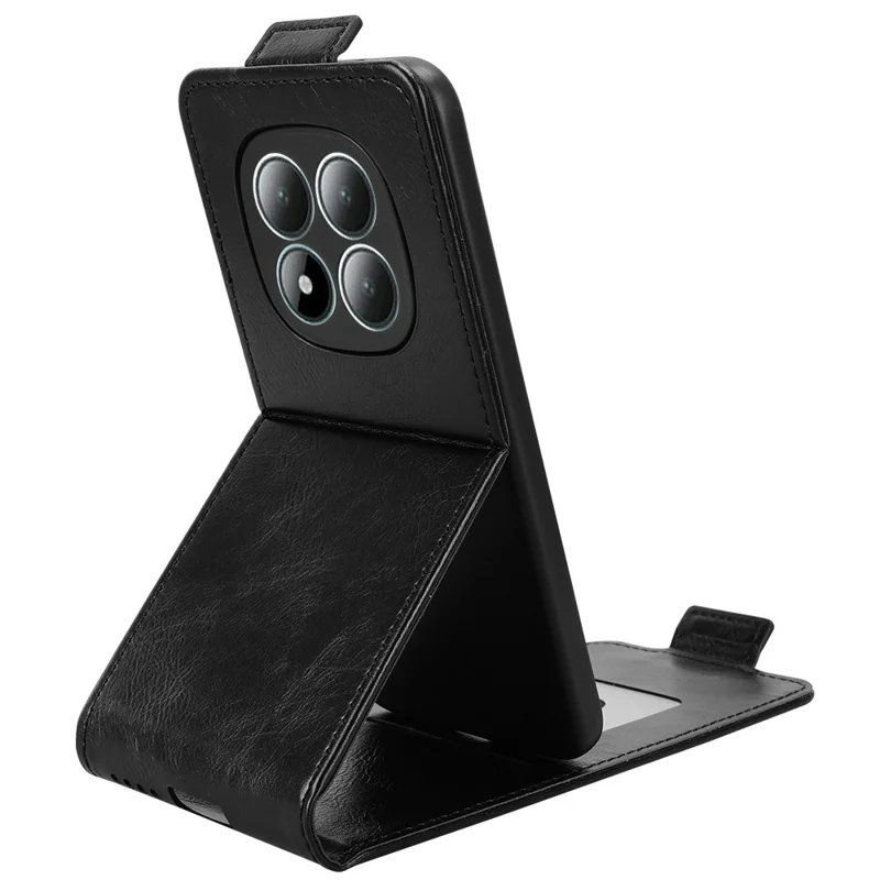 For Xiaomi Redmi Note 15 4G (Global) Stand Case Magnetic Clasp Vertical Flip Leather Phone Cover with Card Holder - Black