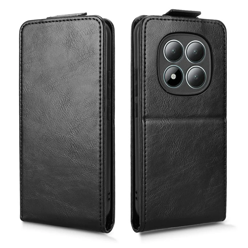 For Xiaomi Redmi Note 15 4G (Global) Stand Case Magnetic Clasp Vertical Flip Leather Phone Cover with Card Holder - Black