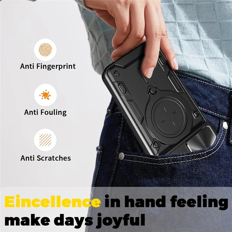 Coque pour Samsung Galaxy A07 4G, TPU + PC, avec support pivotant et fenêtre coulissante pour objectif - Bleu