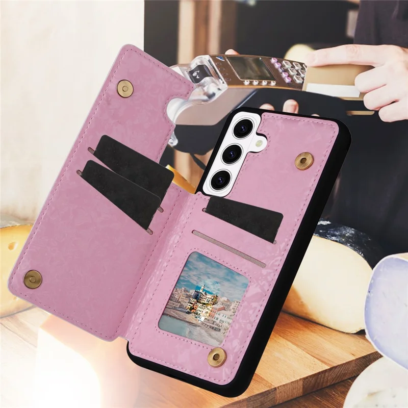 For Samsung Galaxy S26 / S26 Pro Case Flower Leather TPU RFID Blocking Phone Cover Card Slots - Flowers