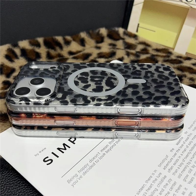 Capa para iPhone 17 Pro Max Compatível com MagSafe, Estampa de Leopardo IMD, Capa para Telemóvel TPU PC - Estilo A