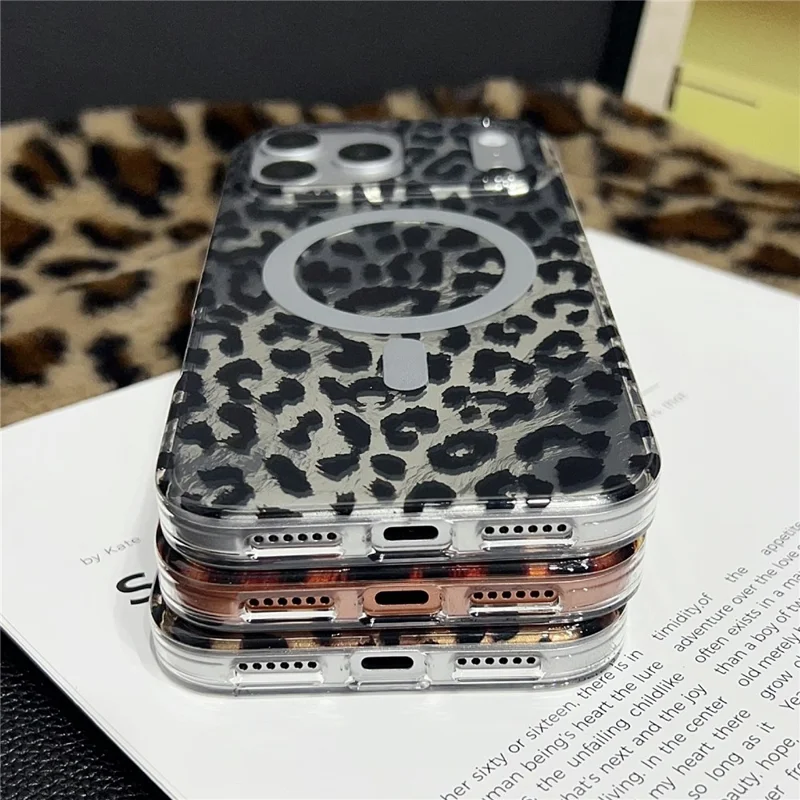 Capa para iPhone 17 Pro Max Compatível com MagSafe, Estampa de Leopardo IMD, Capa para Telemóvel TPU PC - Estilo A