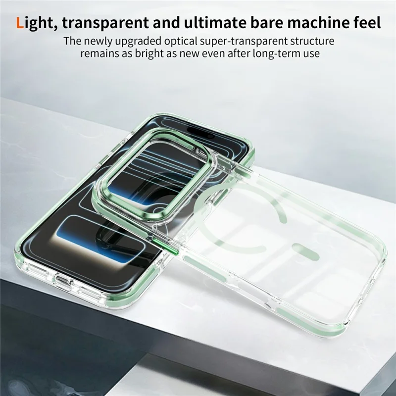 Coque pour iPhone 17 Pro Max compatible MagSafe en TPU, PC, acrylique, transparente anti-chocs - Vert menthe