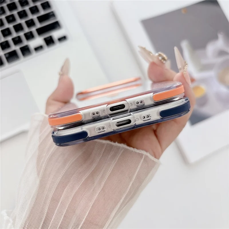 For iPhone Air Case Compatible with MagSafe TPU PC Acrylic Shockproof Clear Phone Back Cover - Orange