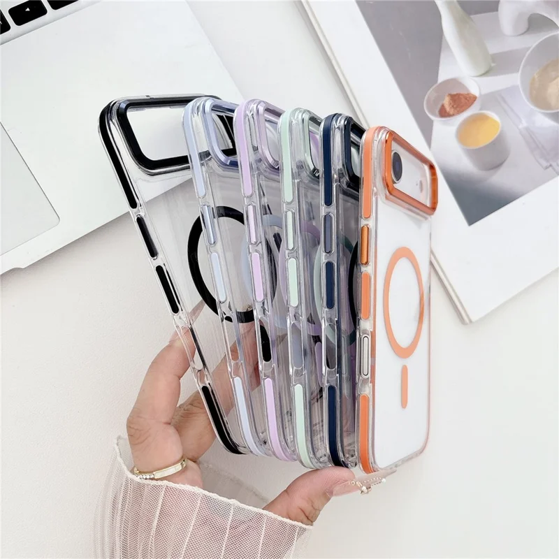 For iPhone Air Case Compatible with MagSafe TPU PC Acrylic Shockproof Clear Phone Back Cover - Orange
