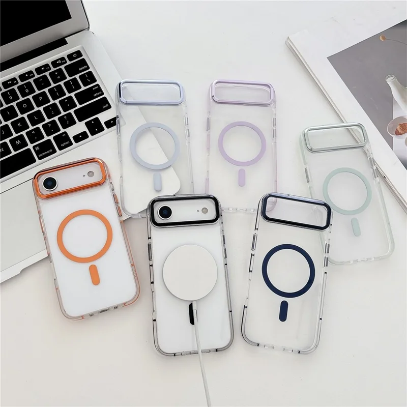 For iPhone Air Case Compatible with MagSafe TPU PC Acrylic Shockproof Clear Phone Back Cover - Orange