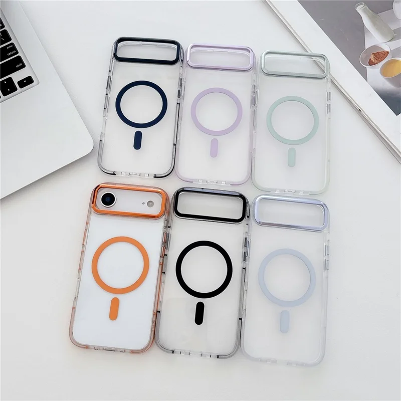 For iPhone Air Case Compatible with MagSafe TPU PC Acrylic Shockproof Clear Phone Back Cover - Orange