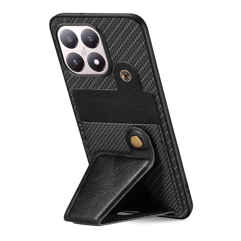 For Xiaomi 15T K-Shaped Kickstand Case Leather Phone Back Cover - Black