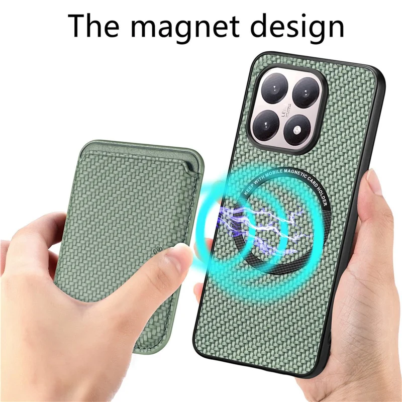 For Xiaomi 15T Magnetic Case Detachable Card Holder Phone Back Cover - Green