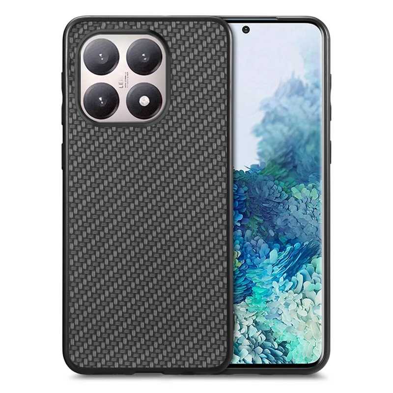 For Xiaomi 15T Case Carbon Fiber Texture PU Leather + PC + TPU Phone Cover - Black