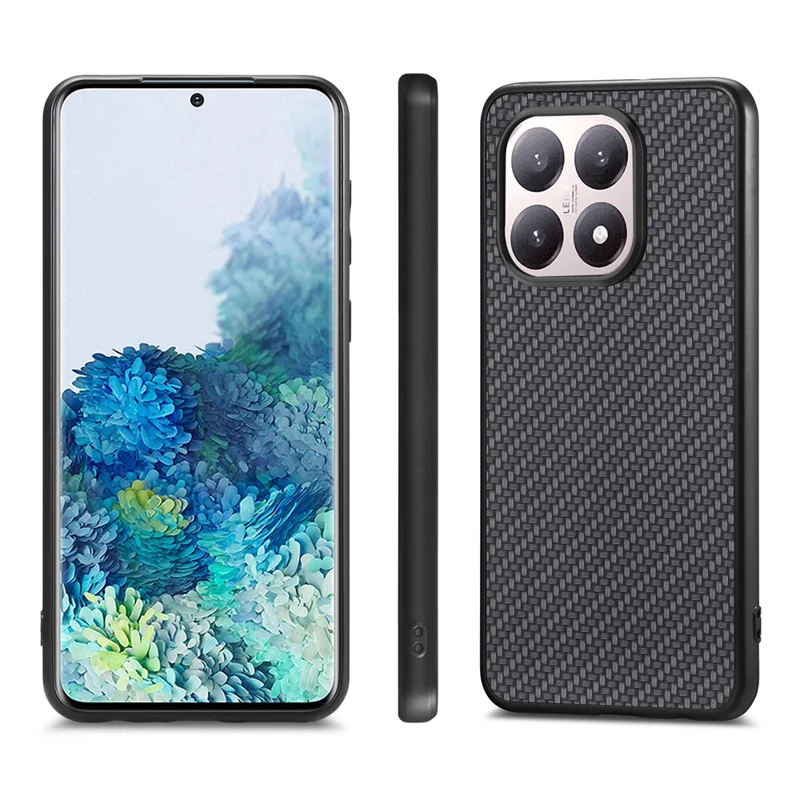 For Xiaomi 15T Case Carbon Fiber Texture PU Leather + PC + TPU Phone Cover - Black