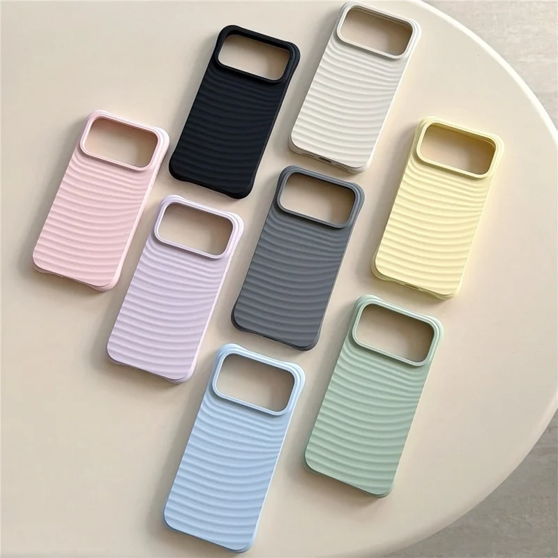 For iPhone 17 Pro Max Case Wave Pattern Liquid Silicone Shockproof Phone Cover - Light Cyan