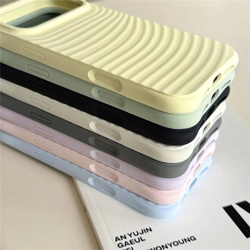 For iPhone 17 Pro Max Case Wave Pattern Liquid Silicone Shockproof Phone Cover - Light Cyan