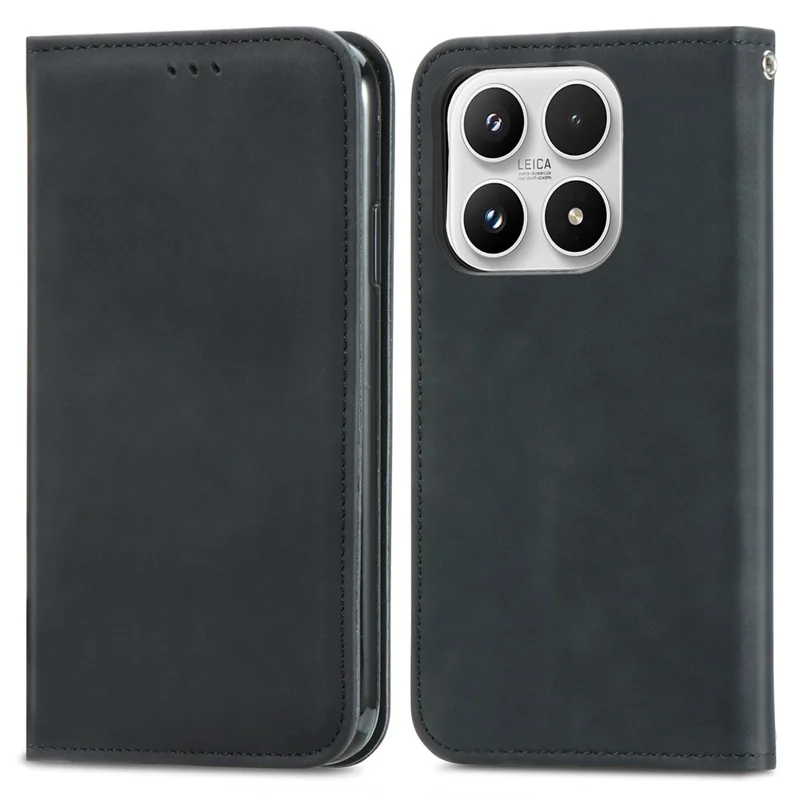 For Xiaomi 17 Leather Case with Card Holder Magnetic Absorption Phone Cover - Black