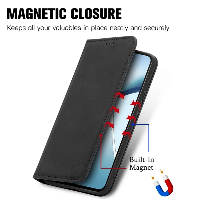 For Xiaomi 17 Leather Case with Card Holder Magnetic Absorption Phone Cover - Black