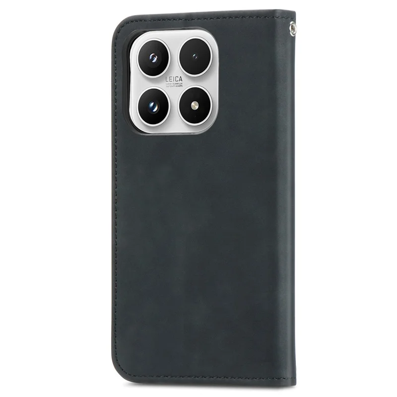 For Xiaomi 17 Leather Case with Card Holder Magnetic Absorption Phone Cover - Black