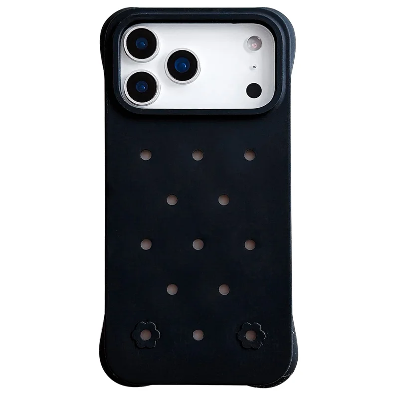 For iPhone 17 Pro Case with Multi Holes Four Corners Shockproof Silicone + PC Phone Back Cover - Black