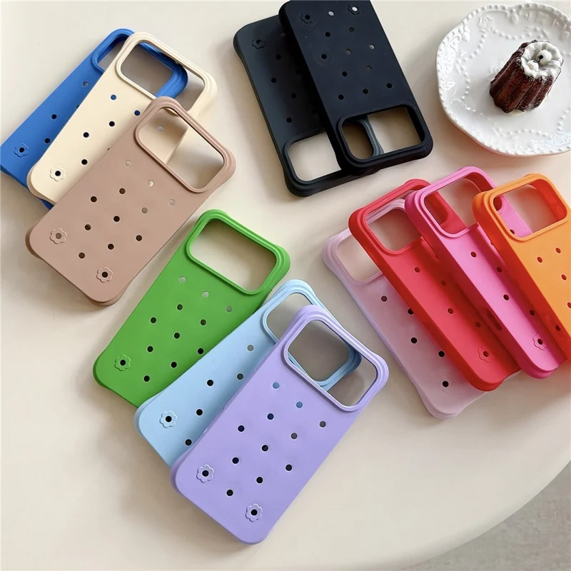 For iPhone 17 Pro Case with Multi Holes Four Corners Shockproof Silicone + PC Phone Back Cover - Black